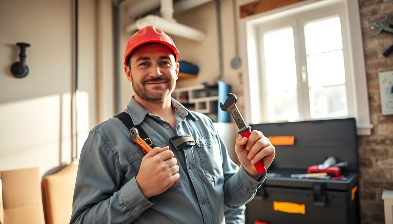 Find a reliable plumber near me fixing pipes in a well-lit home environment.