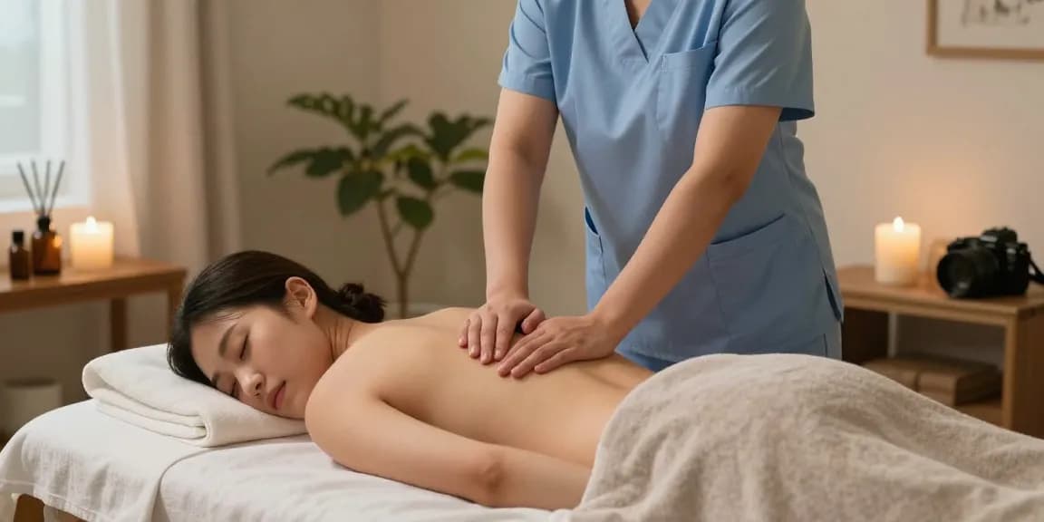Experience a serene 동탄출장마사지 session with a skilled therapist in a calming home environment.
