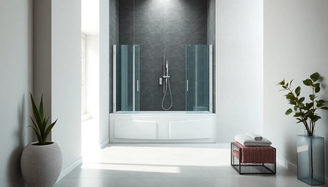 Genießen Sie die elegante duschkabine 100x100 pendeltür im modernen Badezimmerdesign.
