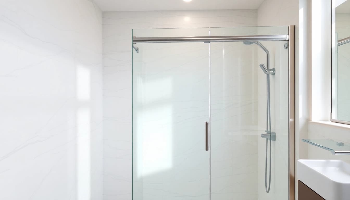 Showcase of a semi-frameless shower screen highlighting its elegant glass design in a modern bathroom.