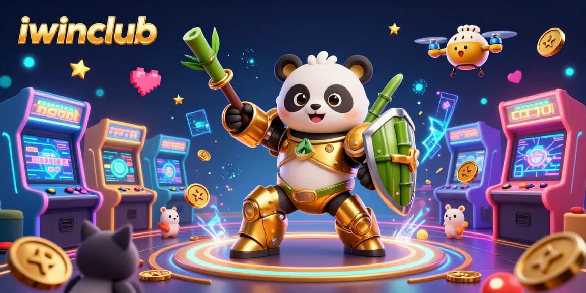 Join the vibrant gaming action at iwinclub, where a mech-suit panda dominates the casino arena!