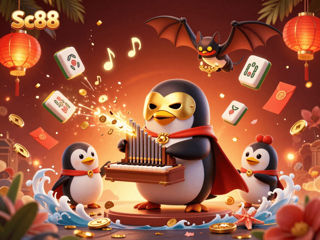 Experience Sc88's thrilling casino atmosphere with this vibrant 3D illustration of gaming excitement.