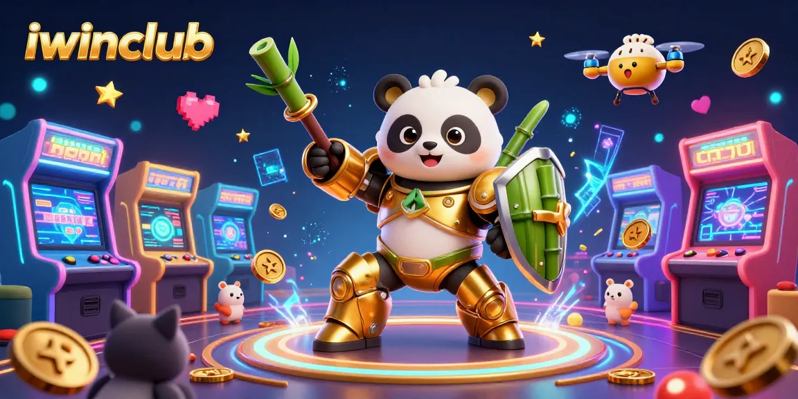 Join the vibrant gaming action at iwinclub, where a mech-suit panda dominates the casino arena!