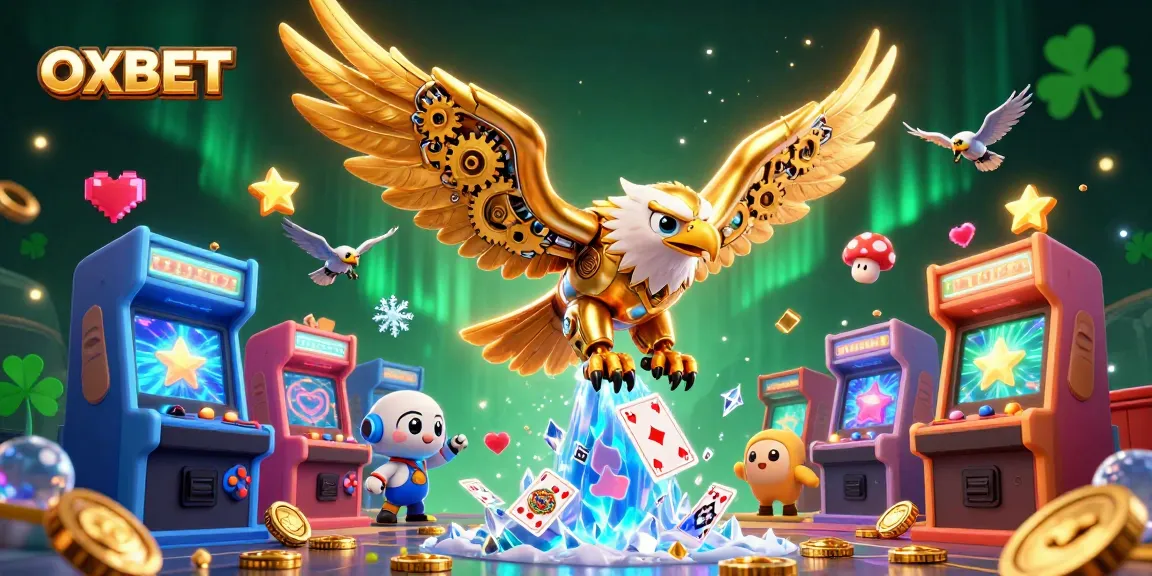 Experience the thrill of OXBET with a vibrant illustration of dynamic gaming elements and characters.