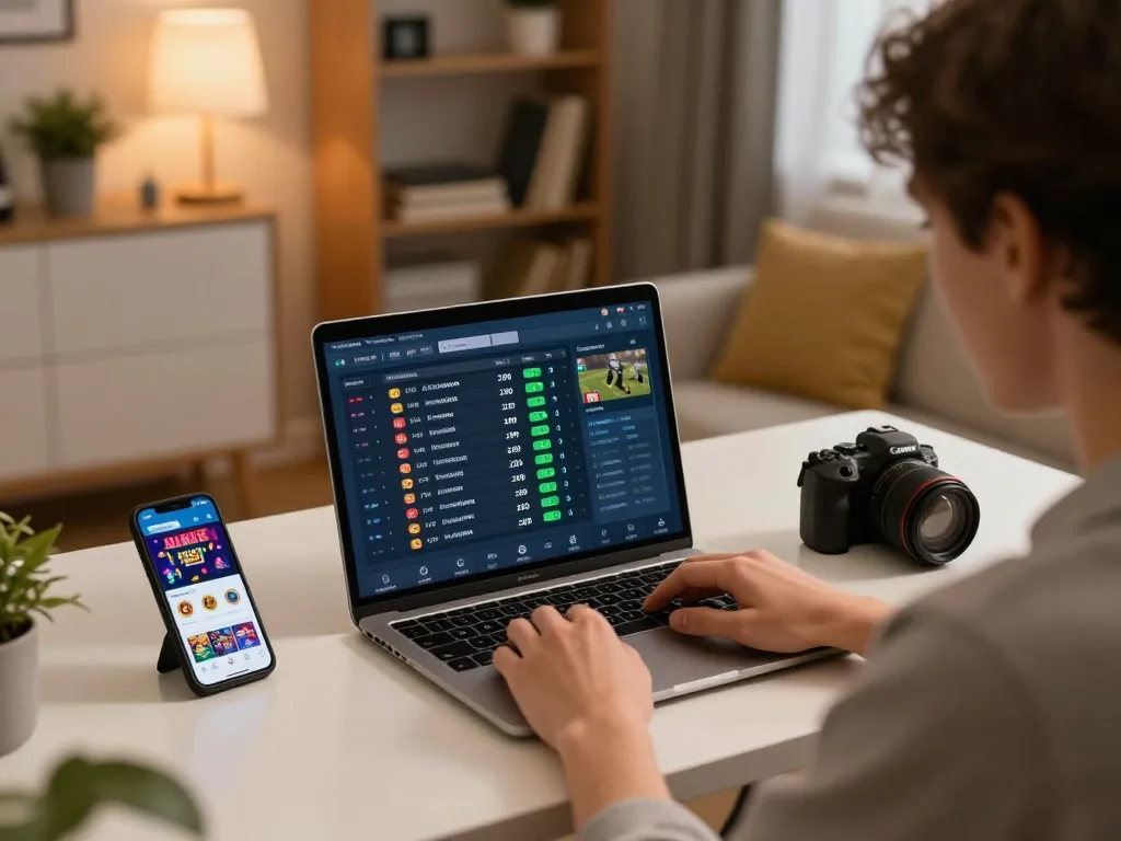 Engaged player making strategic bets on go88 sports betting platform from home setup