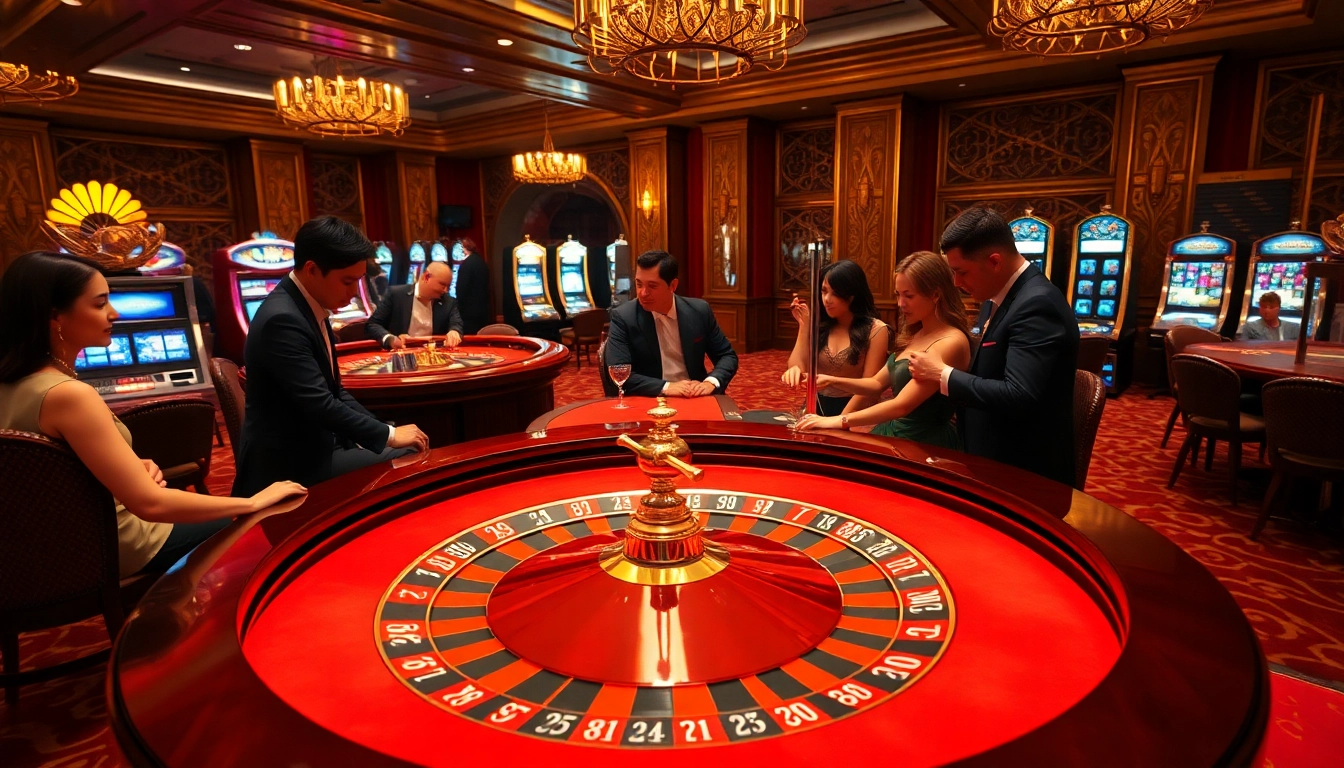 Experience the thrill of high-stakes gambling at 8day.cn.com with elegant roulette tables and excited players.