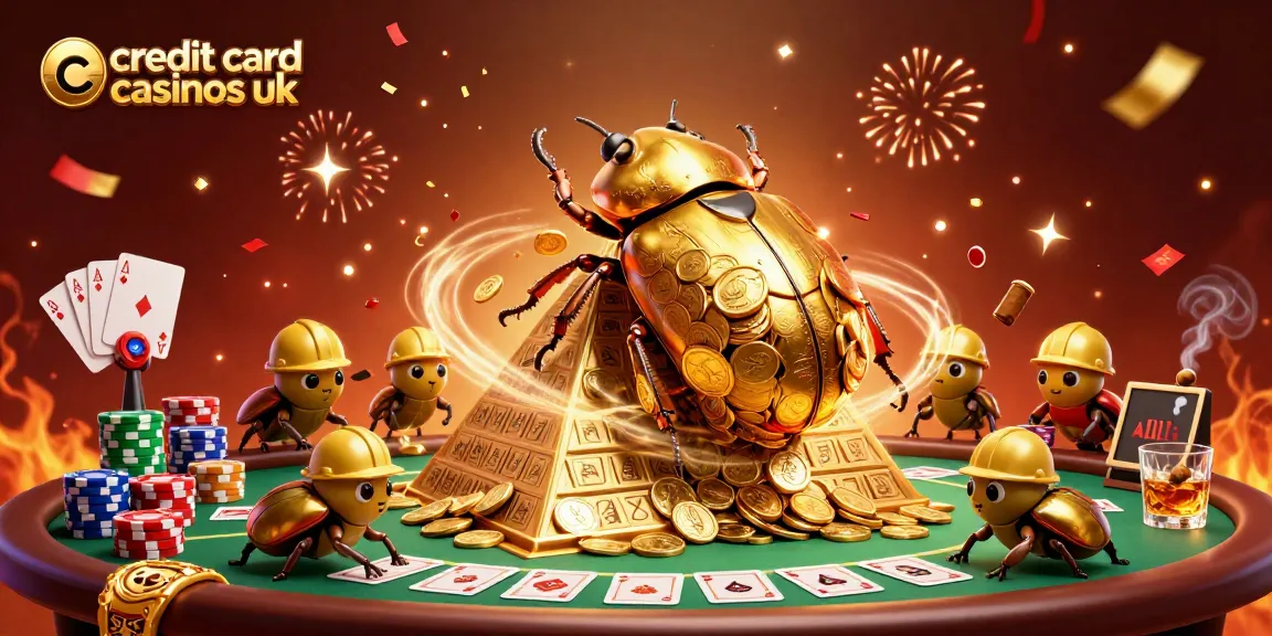 Experience the dynamic world of credit card casinos UK with golden themes and vibrant gaming elements.