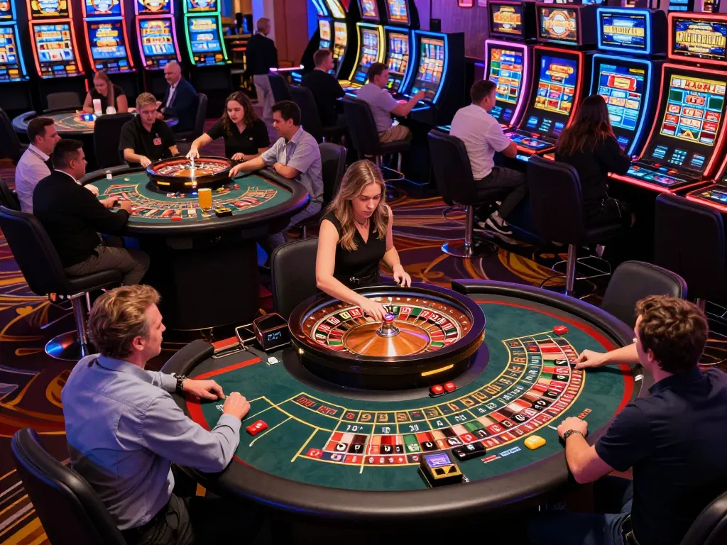 X88 casino patrons enjoying a thrilling roulette experience with bets placed on colorful tables.