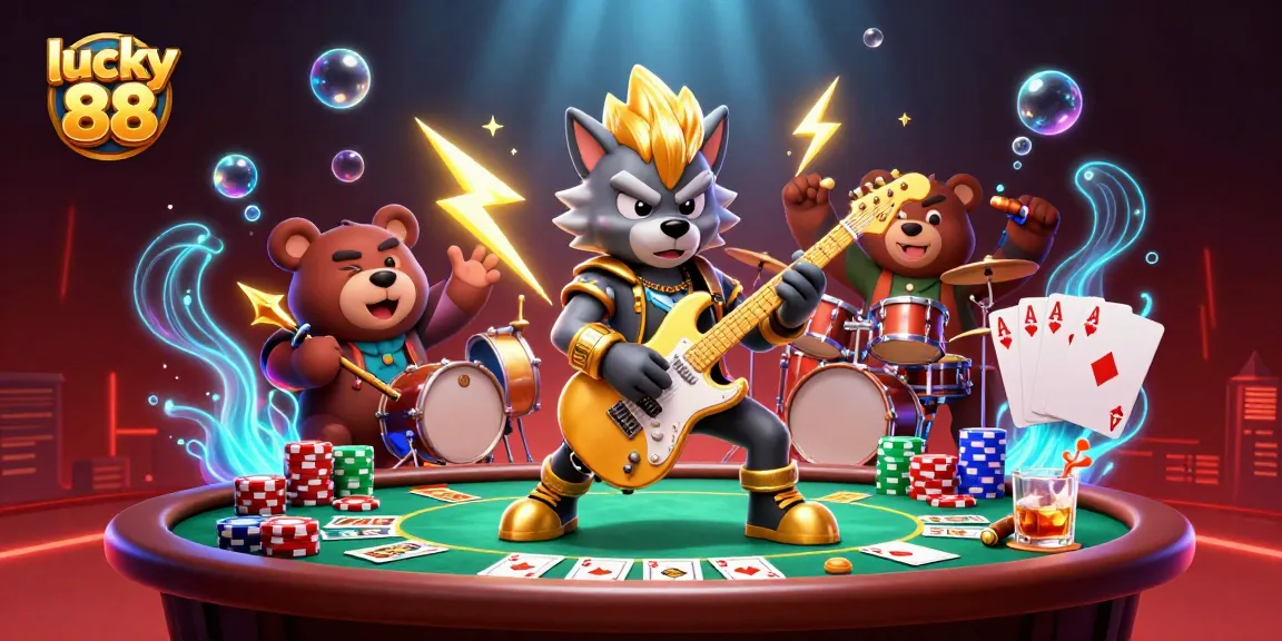 Experience lucky 88 with vibrant casino action featuring animated characters and poker excitement.
