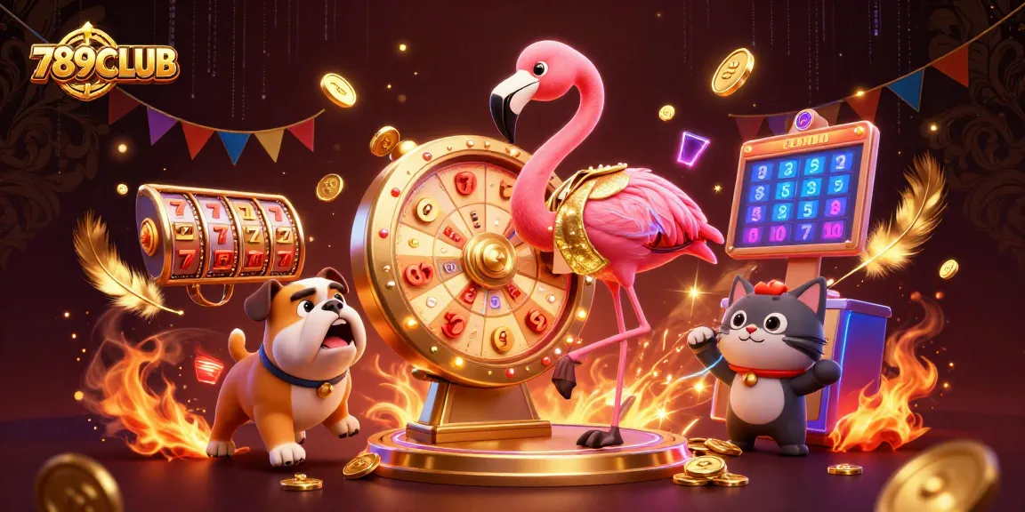 Experience thrilling games at 789CLUB with vibrant 3D illustrations showing action and excitement.