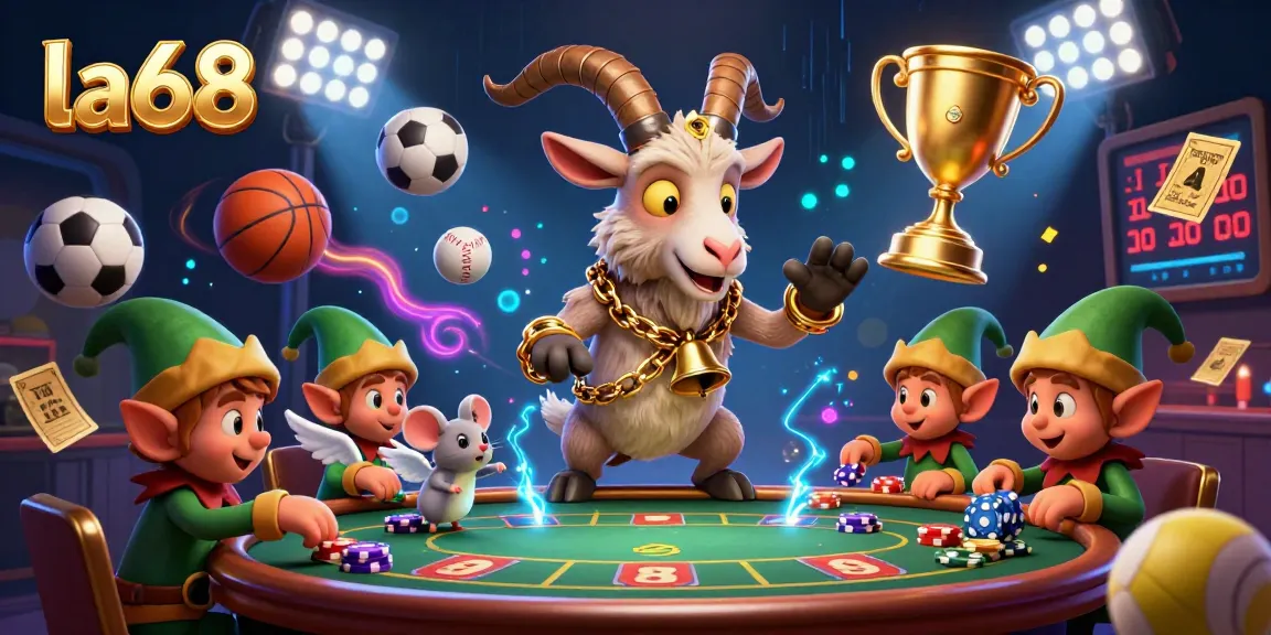 Engage in thrilling games at la68 casino featuring a festive Krampus goat, angel mouse, and elf gremlins.