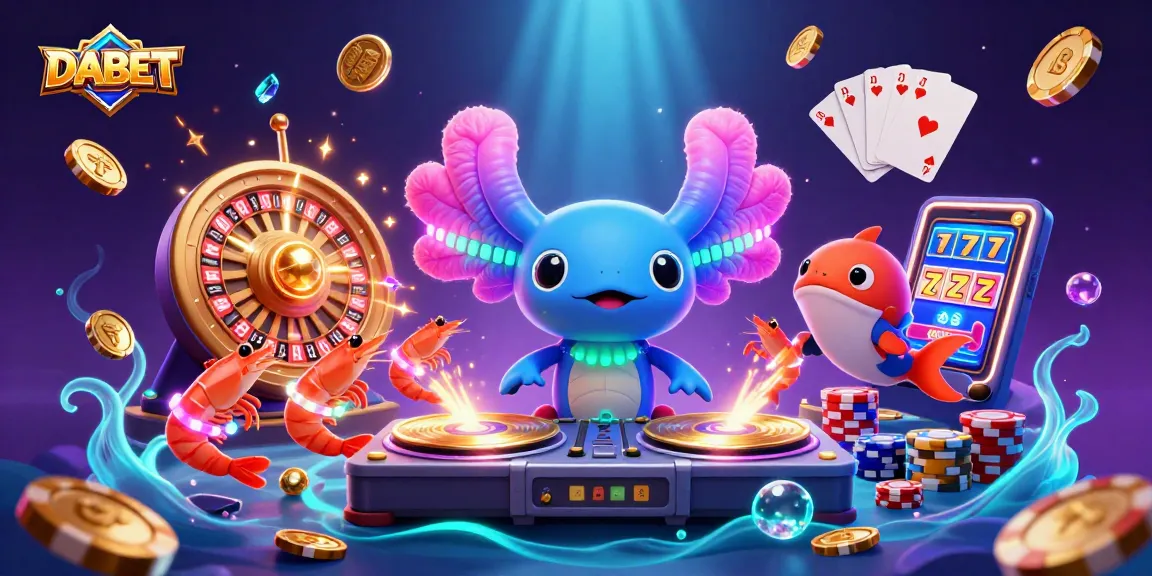 DABET casino scene celebrating winning moments with vibrant characters, gold coins, and exciting gameplay.
