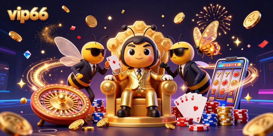 Experience the excitement of vip66 with a lively casino scene filled with vibrant characters and games.