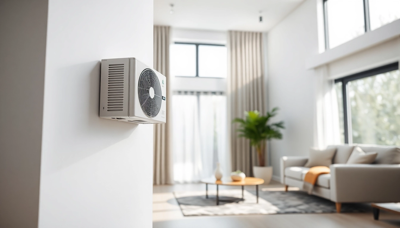 Efficient mini split AC unit installed in a stylish living room, enhancing comfort and aesthetics.