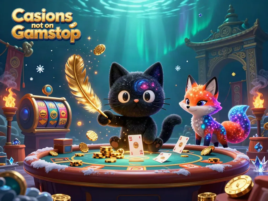 Experience vibrant gameplay in Casinos not on Gamstop with a cosmic twist in this colorful 3D scene.