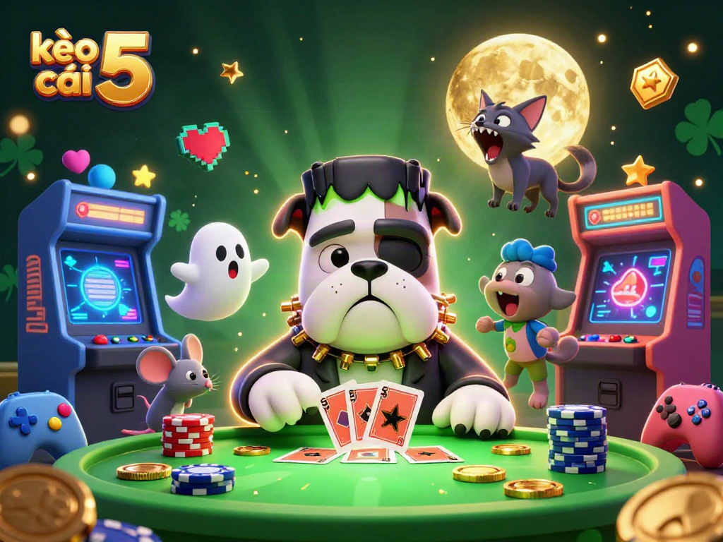 Engage in thrilling gameplay at kèo nhà cái 5, featuring animated characters in a lively casino atmosphere.