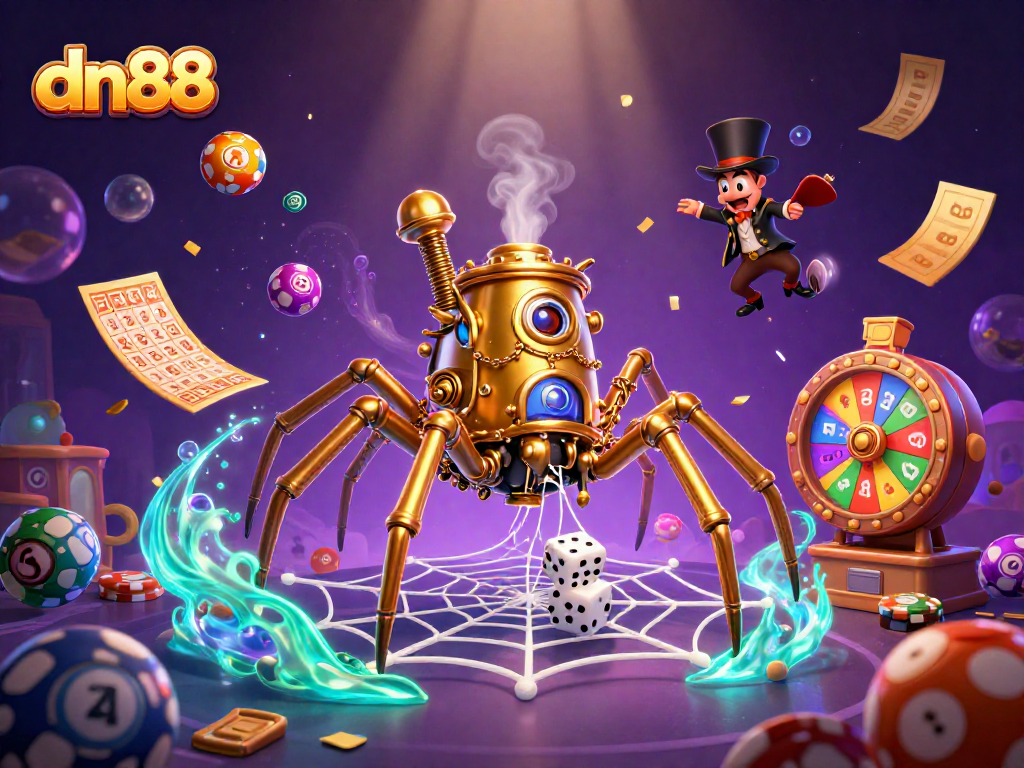 Experience thrilling gaming at dn88 with a vibrant steampunk scene capturing the excitement of multiple casino games.