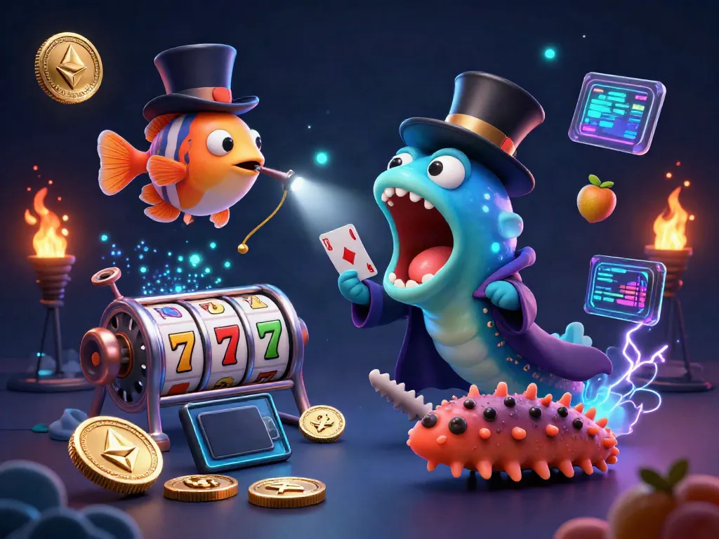 Experience the enchanting sunwin carnival with magical sea creatures and vibrant casino elements around them.