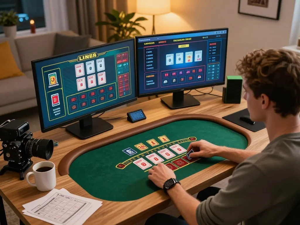 Player strategizing betting options in online casino using advanced ve88 technology for blackjack.