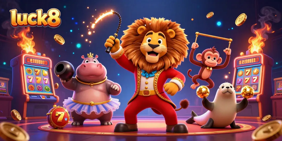 Catch jackpots and excitement at luck8 with vibrant 3D casino characters and dynamic slot elements.