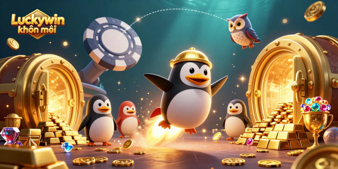 Experience Luckywin khuyến mãi with vibrant gambling elements in a dynamic 3D casino scene.