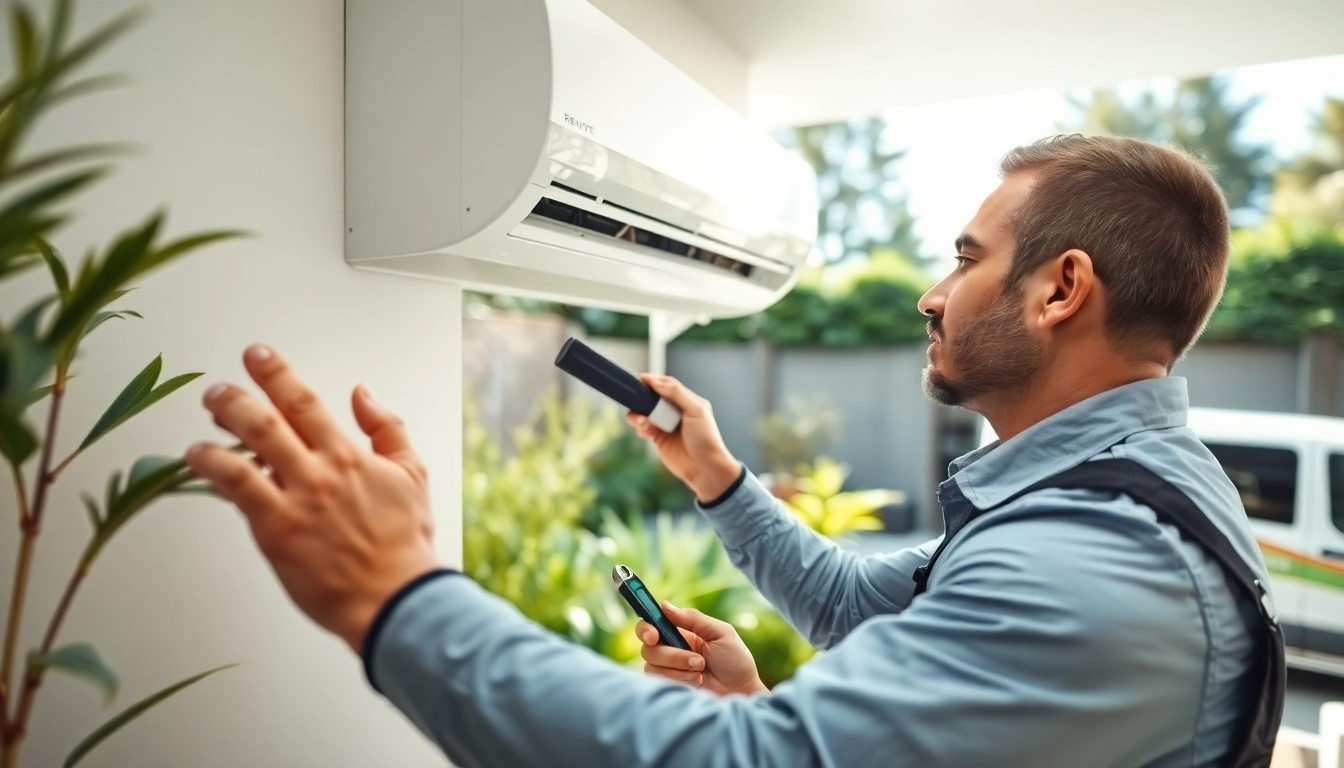 Expert HVAC technician performing AC Repair Tampa in a sunny residential garden setting.