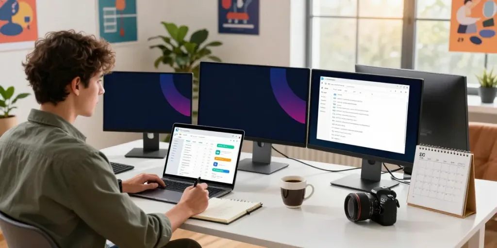 SEO strategist analyzing data for instant indexing in a modern workspace.