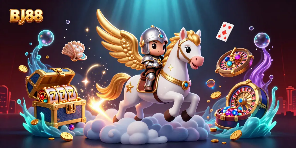 Experience BJ88's exciting slots and live casino games in this dynamic illustration.