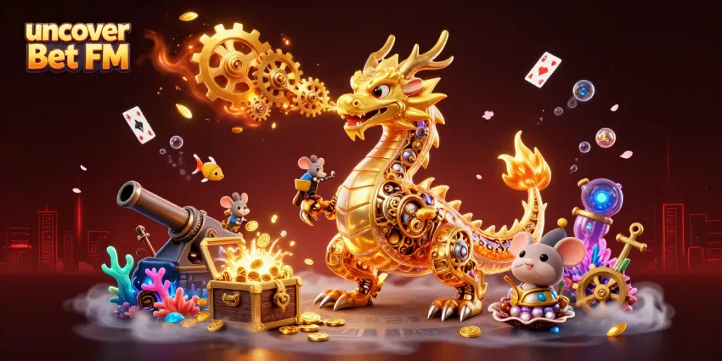 Experience excitement at uncover Bet FM with engaging golden dragon and vibrant casino elements.