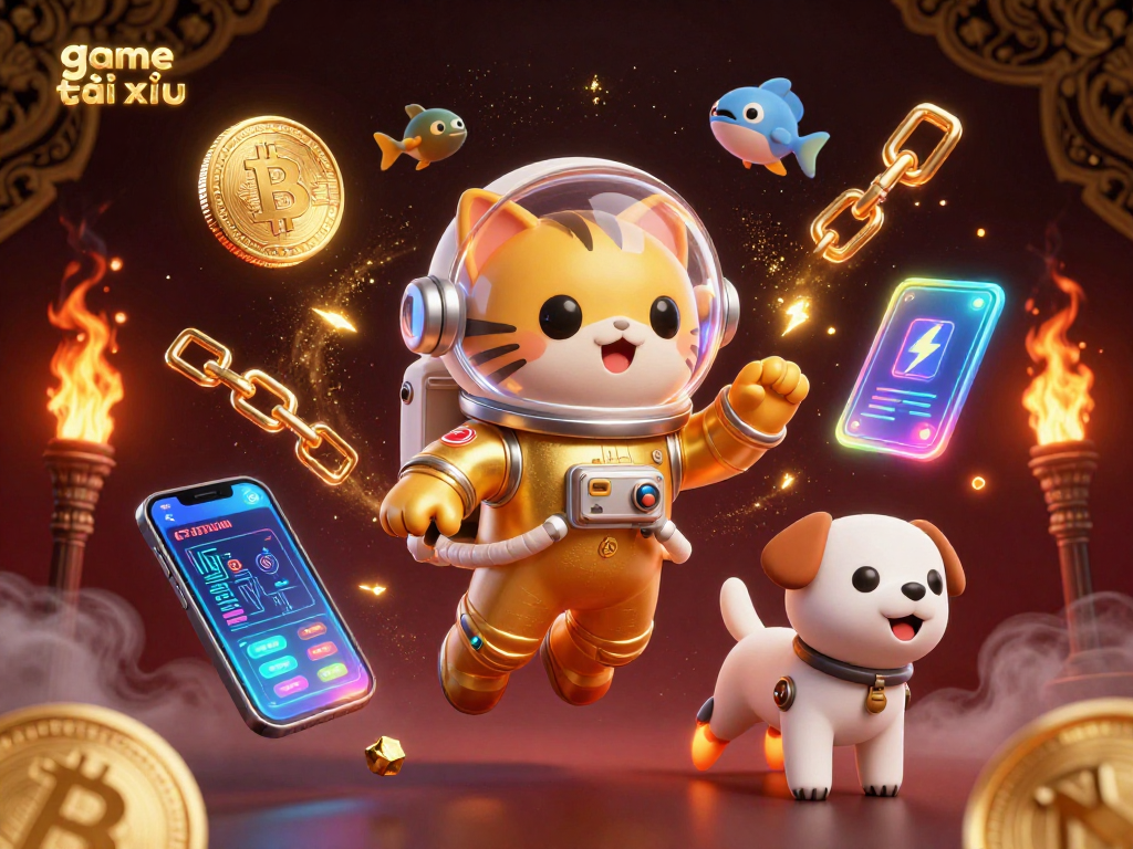 Experience the excitement of game tài xỉu with a vibrant 3D illustration of a cosmic adventure.