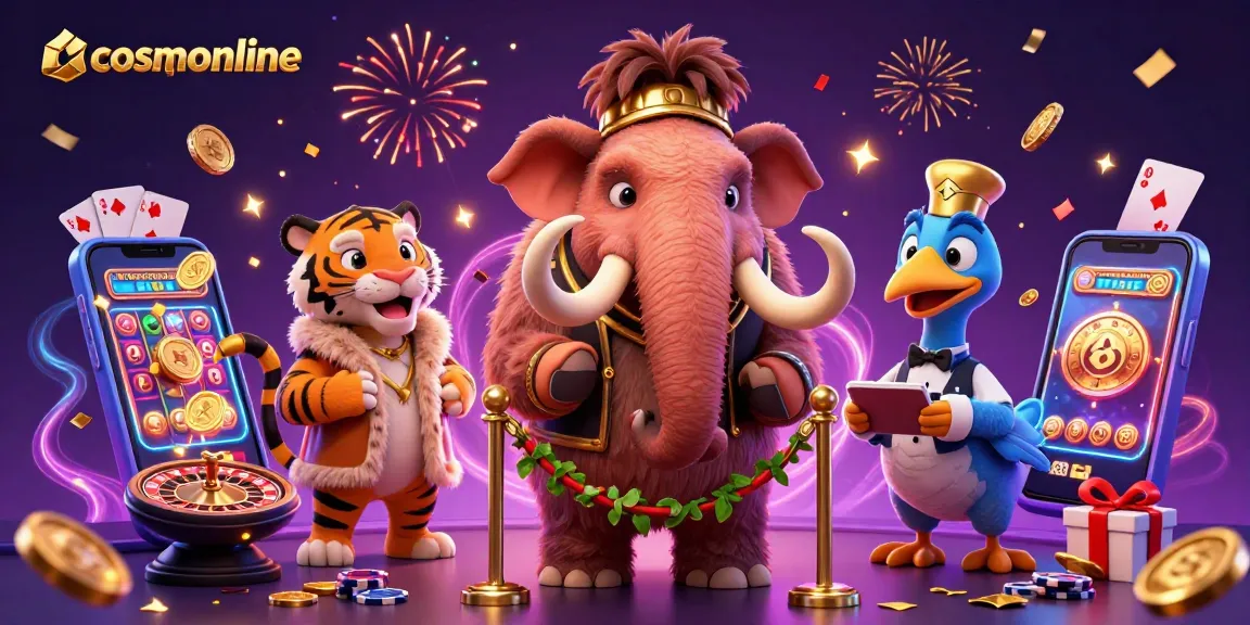 Experience the excitement of cosmonline with a lively casino scene featuring unique characters and vibrant gaming elements.