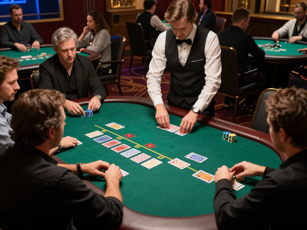 Players strategizing during an intense poker game at Sanclub, highlighting excitement in online gambling.