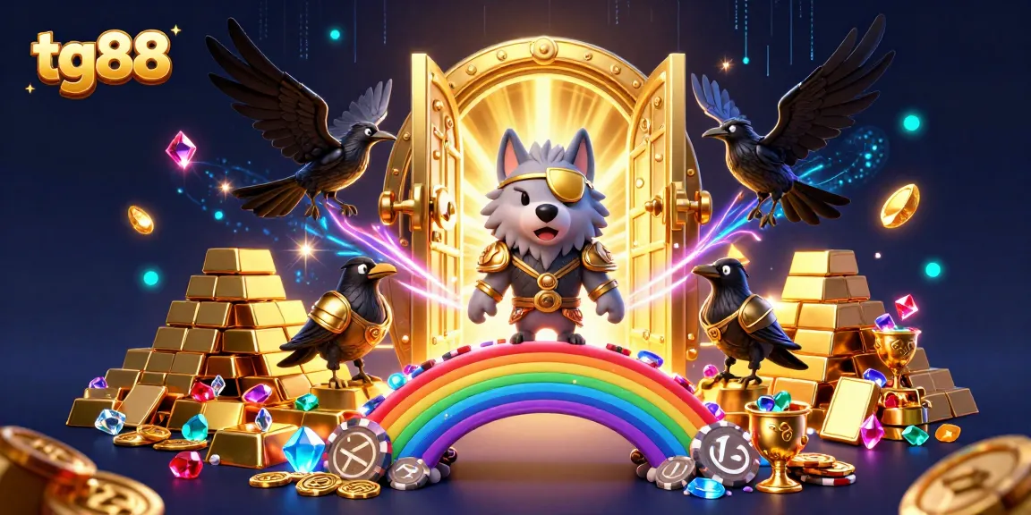 Experience thrilling action at tg88 with mythic Odin and his ravens on a casino chip bridge.