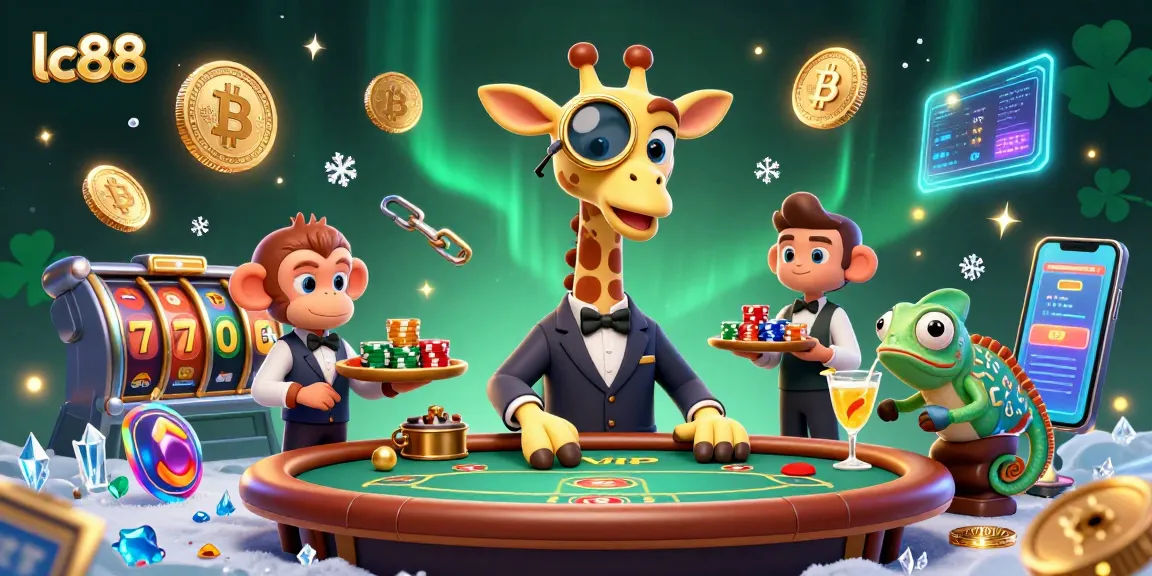 Experience thrilling gaming at lc88 with vibrant characters enjoying poker and crypto elements