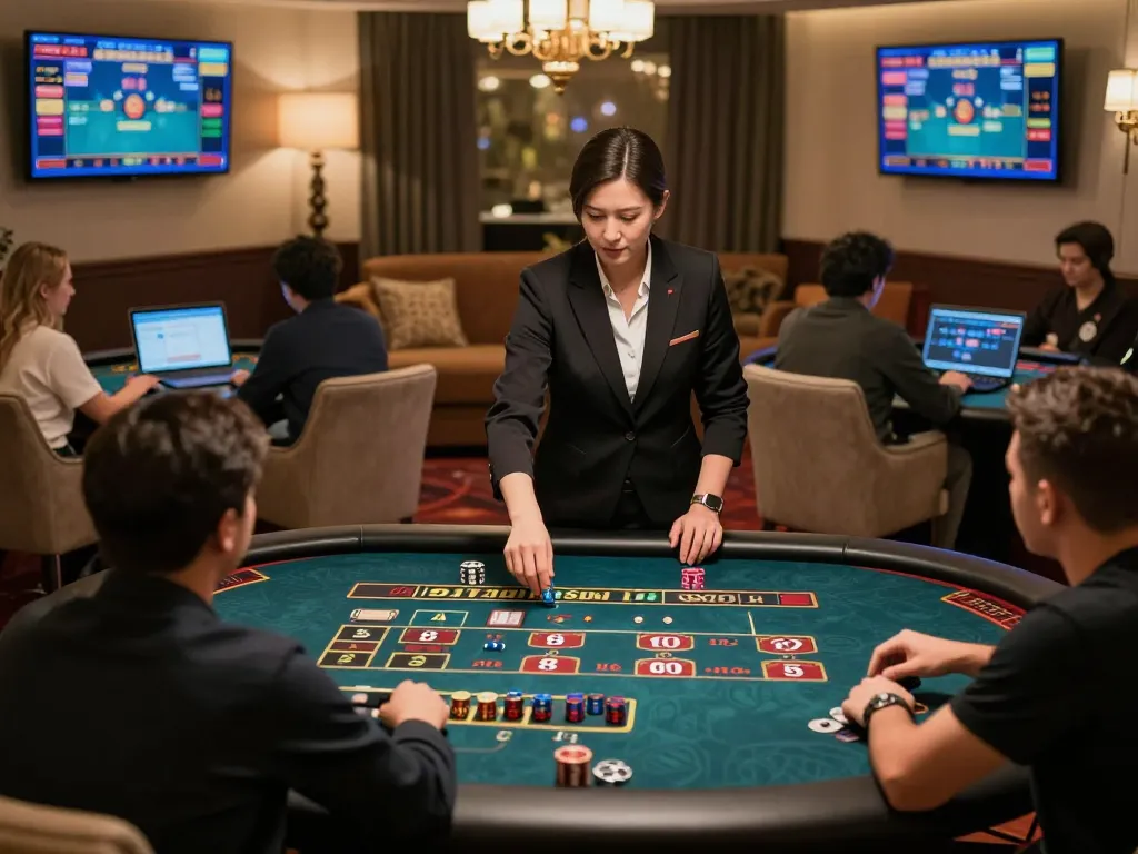 Twin68 players placing strategic bets in a sophisticated online casino environment.