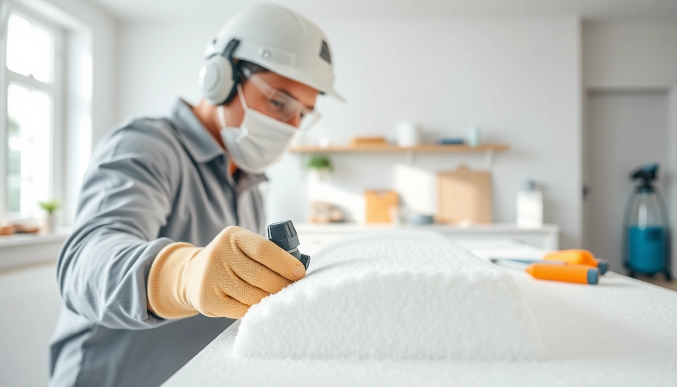 Removing hand removal spray foam with professional technique in a bright workspace.