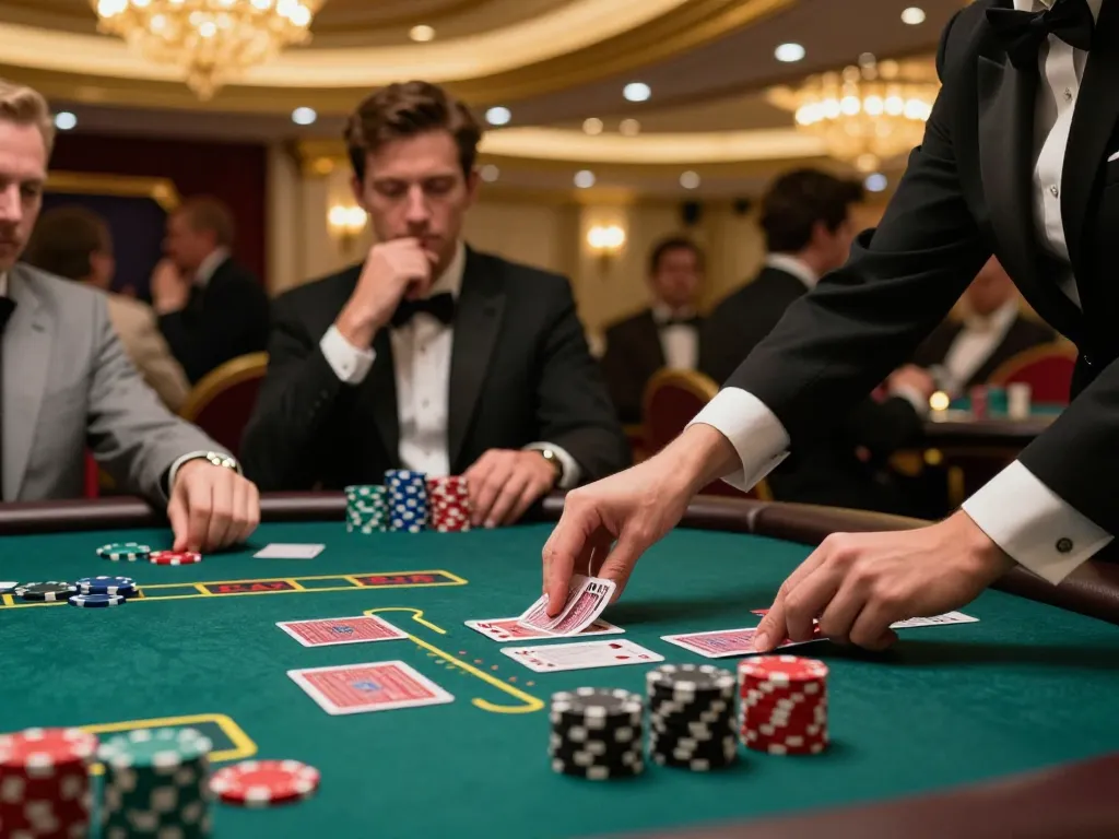 Player placing a strategic bet at the bu88 blackjack table in a luxurious casino environment.