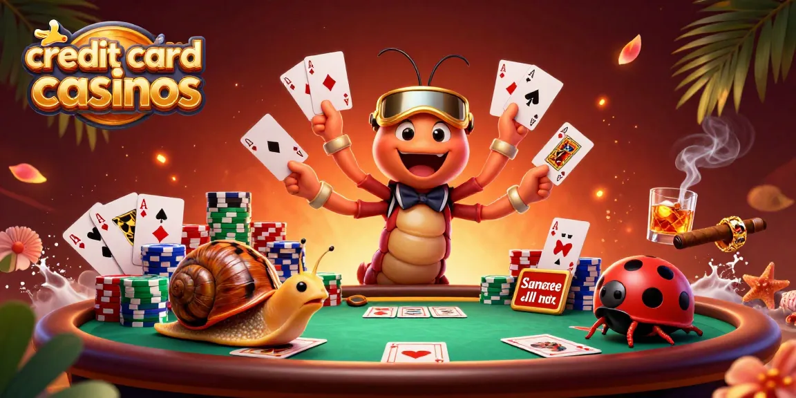 Engaging scene depicting credit card casinos with vibrant casino elements and playful characters.