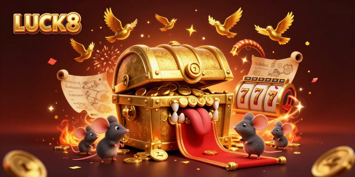 Engage in thrilling gameplay at LUCK8 with dynamic slot reels and festive casino elements.