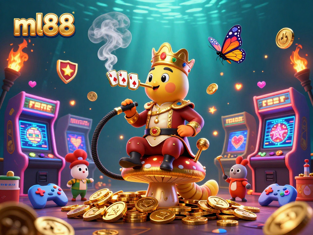 Engage with ml88's thrilling casino games, illustrated with a vibrant scene of excitement and energy.