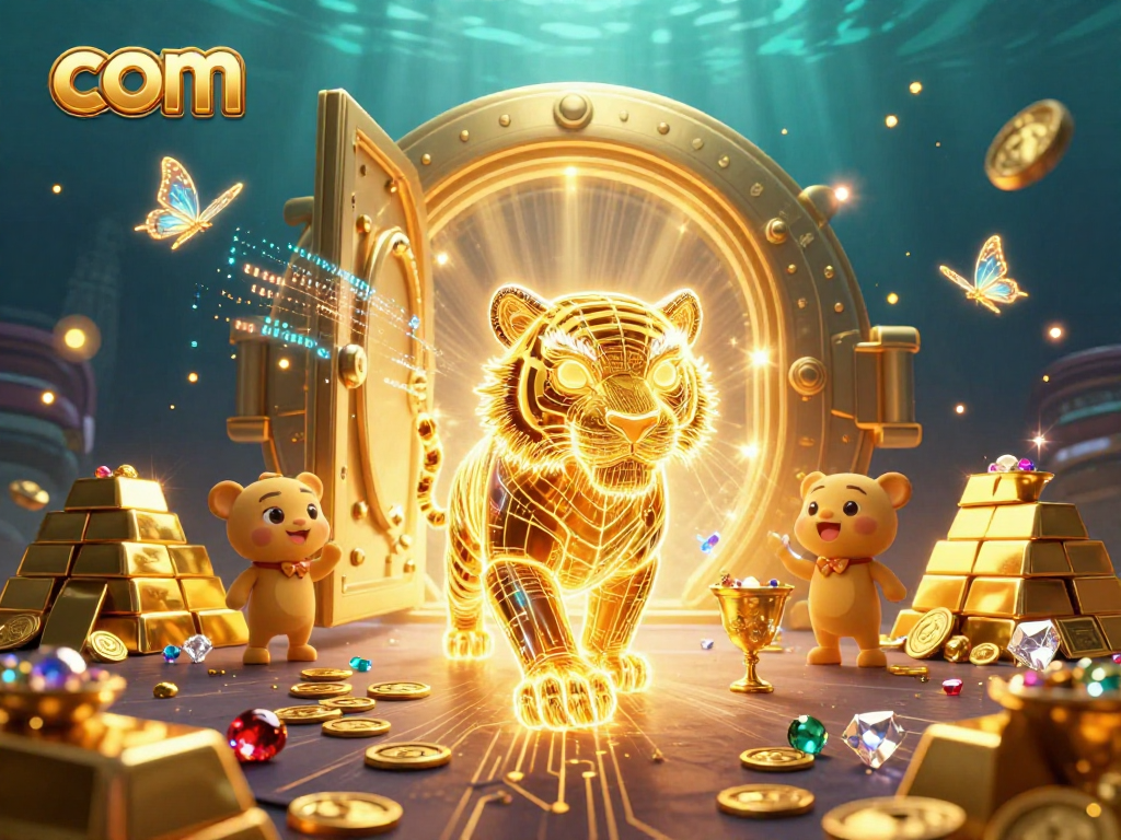 Experience thrilling gameplay in com with a golden wireframe tiger navigating a vibrant digital casino.