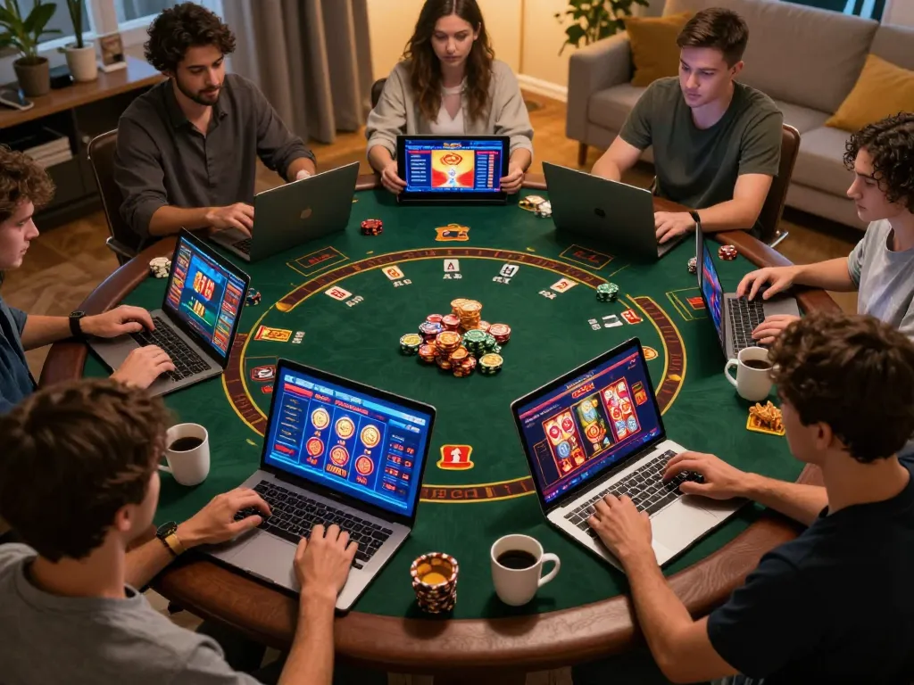 Players enjoying okwin online casino games on modern devices, highlighting excitement and strategy in gaming.