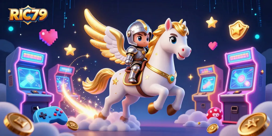 Join the adventure at RIC79, where vibrant gaming elements and a celestial steed enhance your bet!