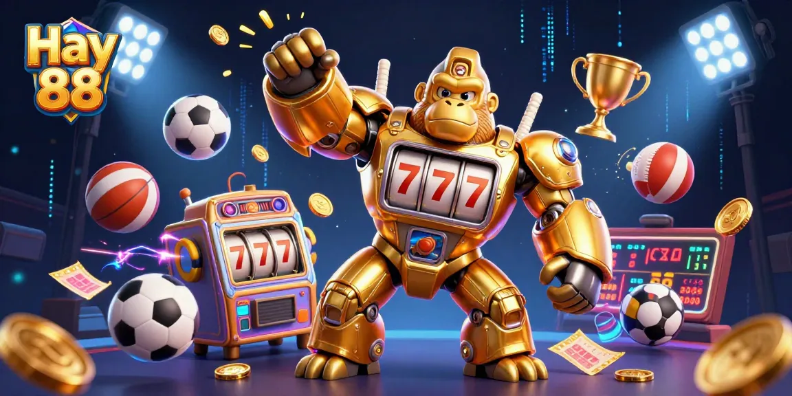 Experience thrilling jackpots with Hay 88 as a golden gorilla mech unleashes excitement in dynamic casino action.