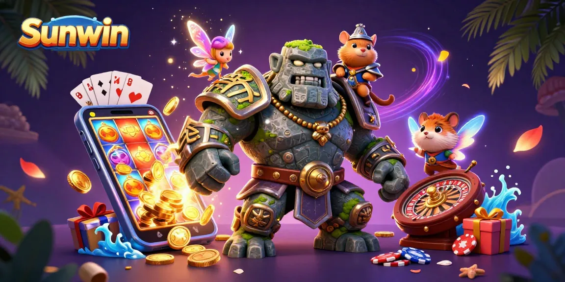 Experience thrilling gameplay at Sunwin with animated characters and vibrant casino elements.