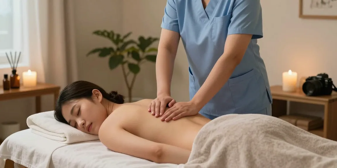 Experience a serene 동탄출장마사지 session with a skilled therapist in a calming home environment.