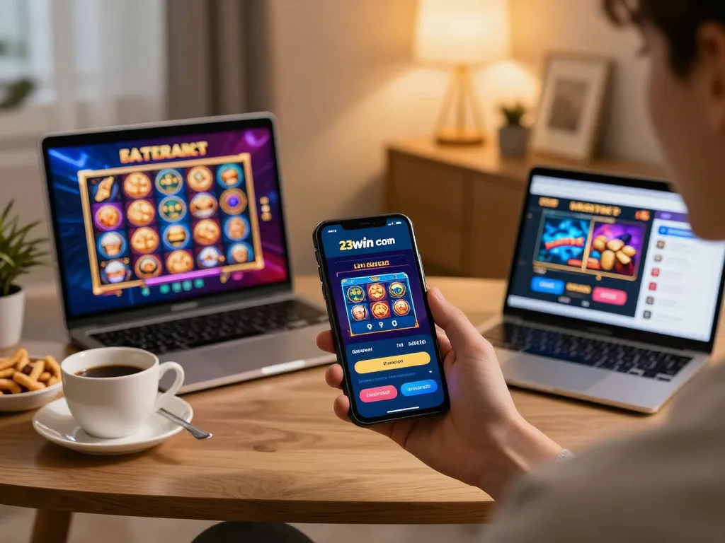 Engaging gameplay on 23win com app as a player enjoys mobile casino games.