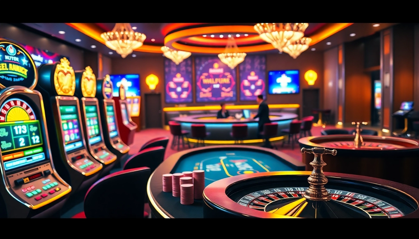 Gamble and win at https://xx88.se.net/ with a vibrant casino atmosphere featuring poker tables and roulette wheels.