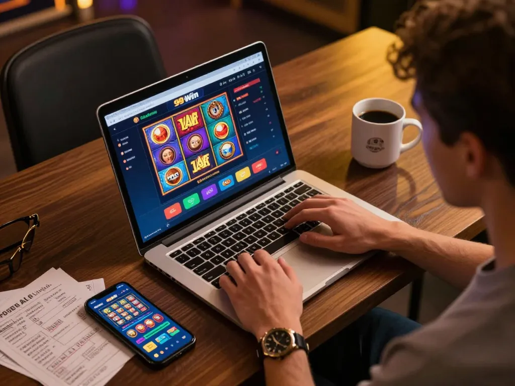 Engaging gaming session on 99Win platform with vibrant online slots and live dealers.