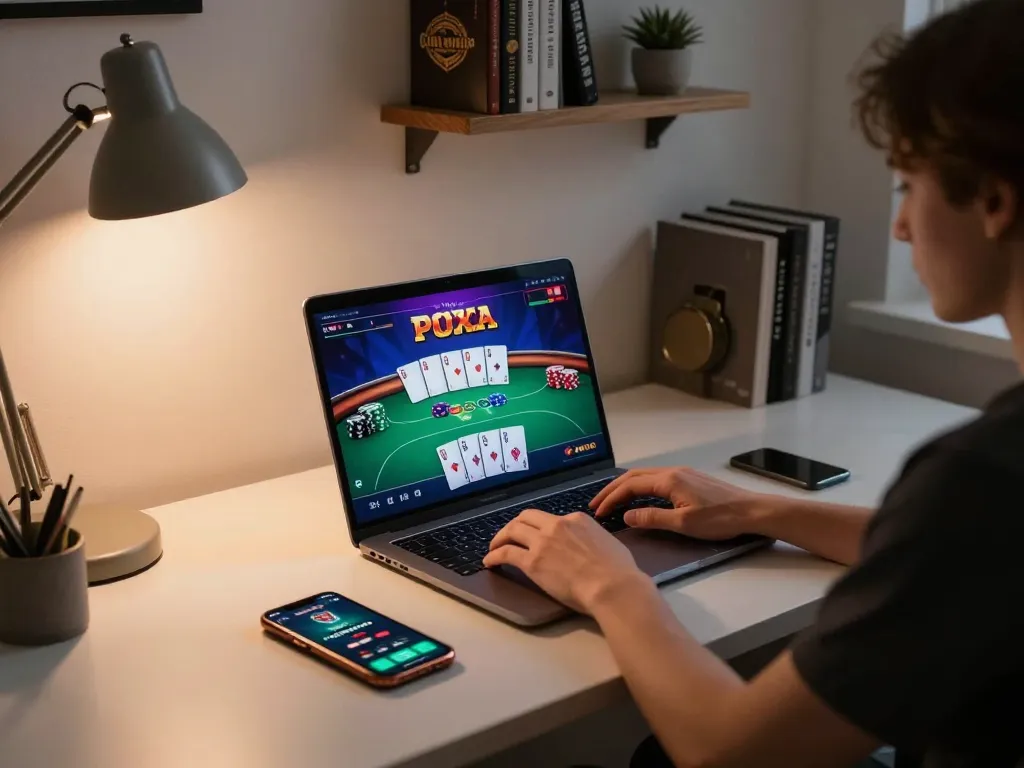 Player engaging in online gaming on TG88 with a vibrant poker table interface